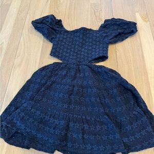 Katie Jay NYC Midnight Blue Kids Dress with Floral Pattern